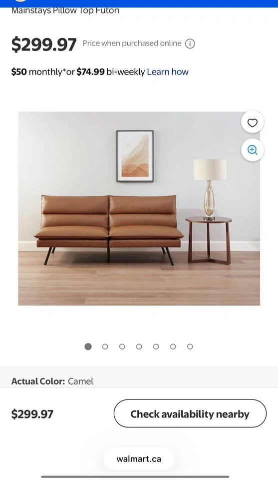 Mainstays Pillow Top Futon - camel brown - photo 4