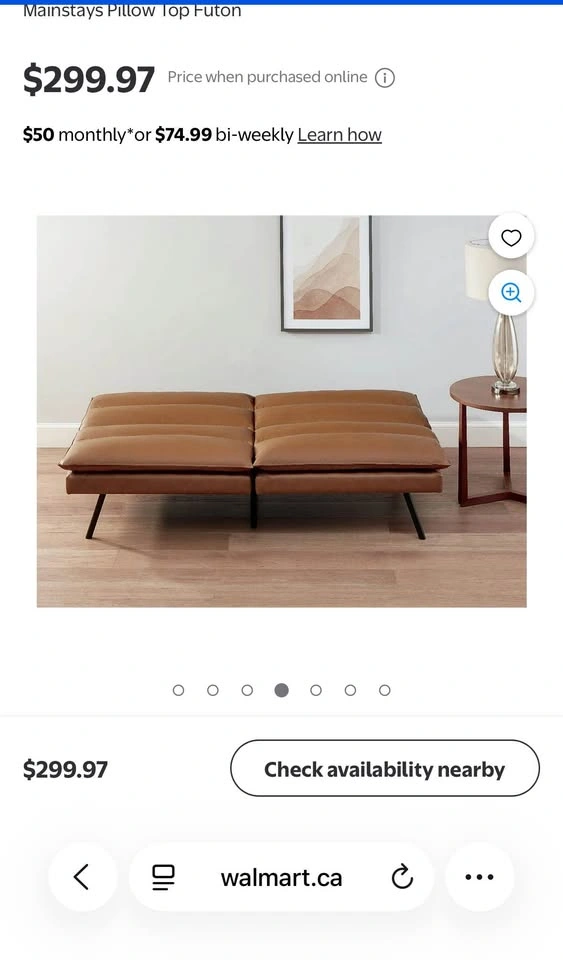 Mainstays Pillow Top Futon - camel brown - photo 5