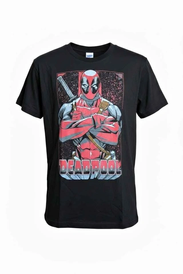 Deadpool Marvel Unisex Black Graphic Tee L – Red Splatter