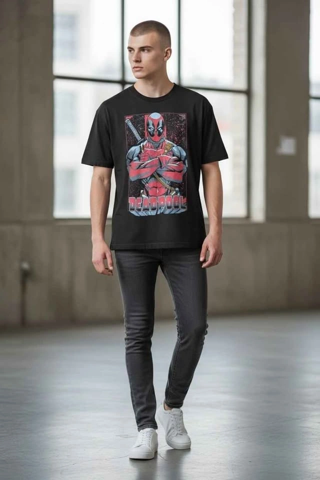 Deadpool Marvel Unisex Black Graphic Tee L – Red Splatter - photo 2