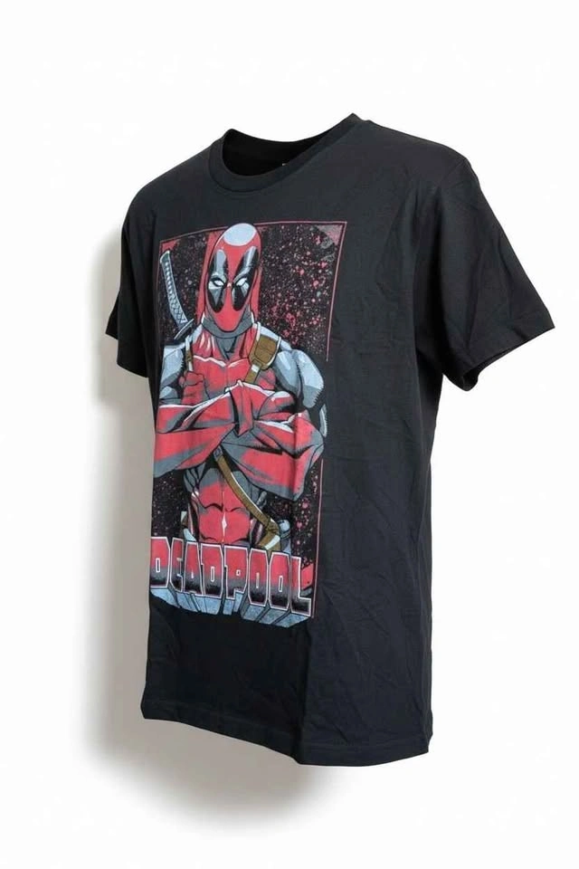 Deadpool Marvel Unisex Black Graphic Tee L – Red Splatter - photo 3