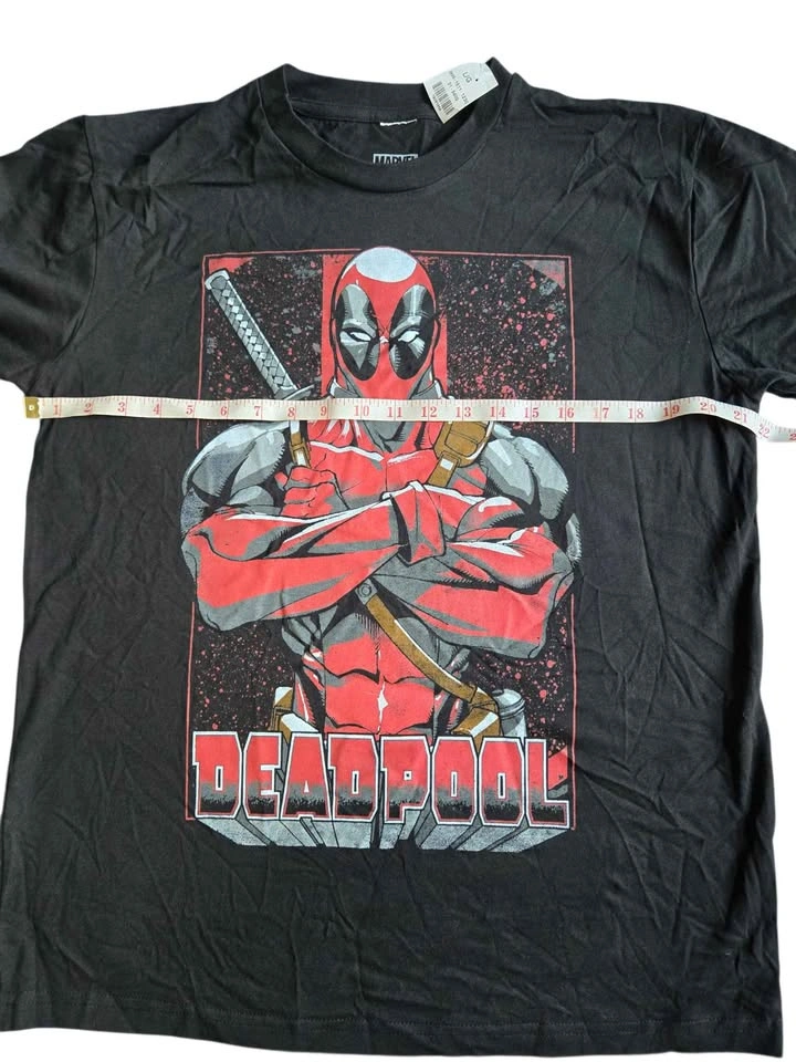 Deadpool Marvel Unisex Black Graphic Tee L – Red Splatter - photo 5
