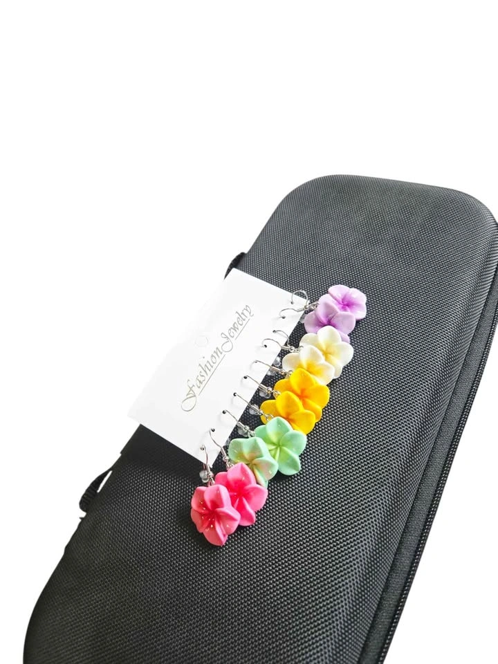 Flower Resin Dangle Earrings Set – 5 Pair Colorful Floral Hook J - photo 4
