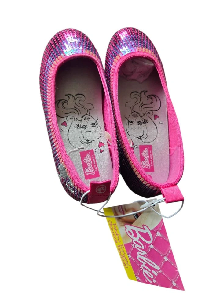 Barbie Pink Sparkly Slip‑On Shoes Kids Size 11 – Glitter Flats - photo 2