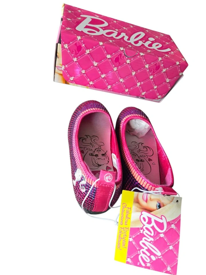 Barbie Pink Sparkly Slip‑On Shoes Kids Size 11 – Glitter Flats - photo 3