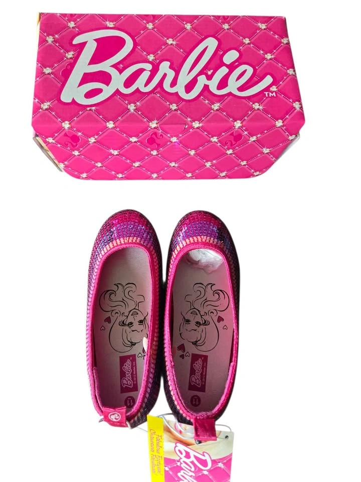 Barbie Pink Sparkly Slip‑On Shoes Kids Size 11 – Glitter Flats - photo 4