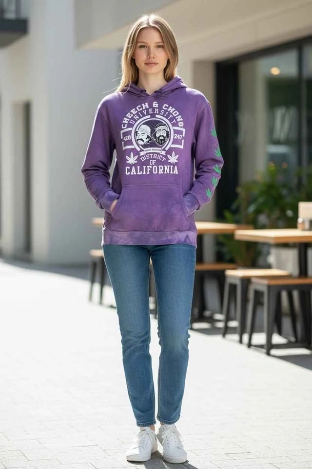 Cheech & Chong University Hoodie Purple 420 Graphic Sweatshirt - photo 3