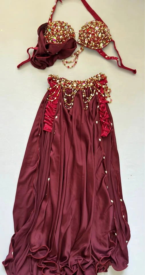 Burgundy Two-Piece Belly Dance Costume