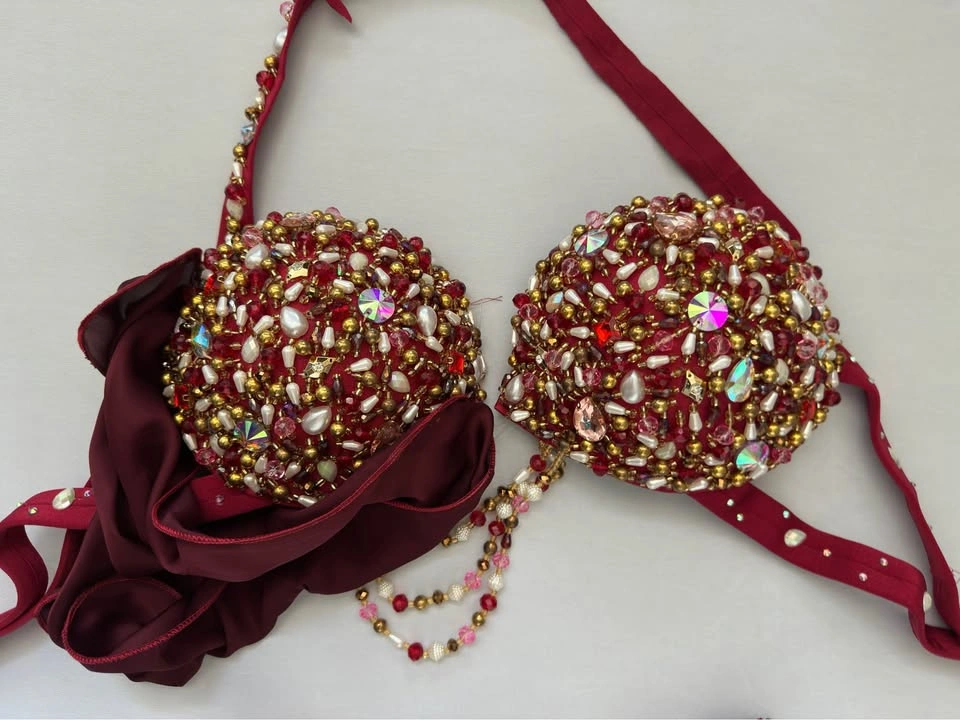 Burgundy Two-Piece Belly Dance Costume - photo 2