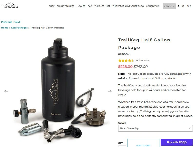 TrailKeg 1.89L CO2-pressurized growler with draft faucet - photo 5
