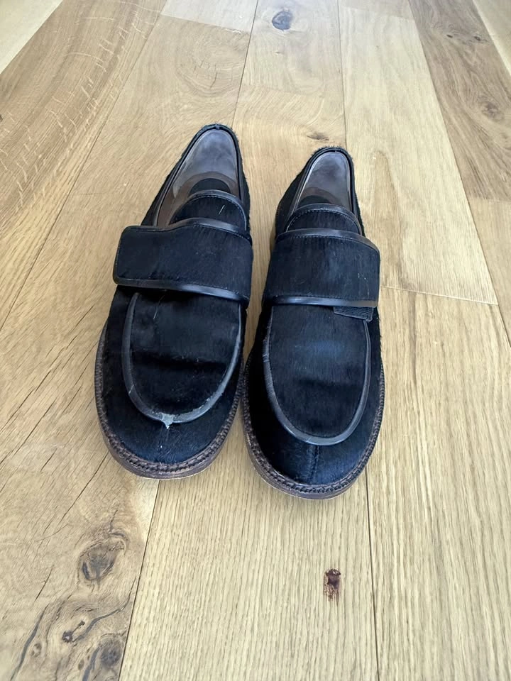 Furry Black Loafers with Strap size 37 / 6.5