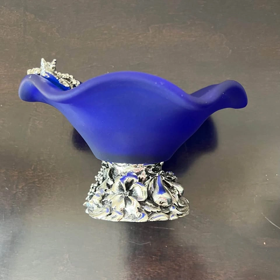 Murano Italy Cobalt Blue Handcrafted Pedestal Candy Dish - photo 3
