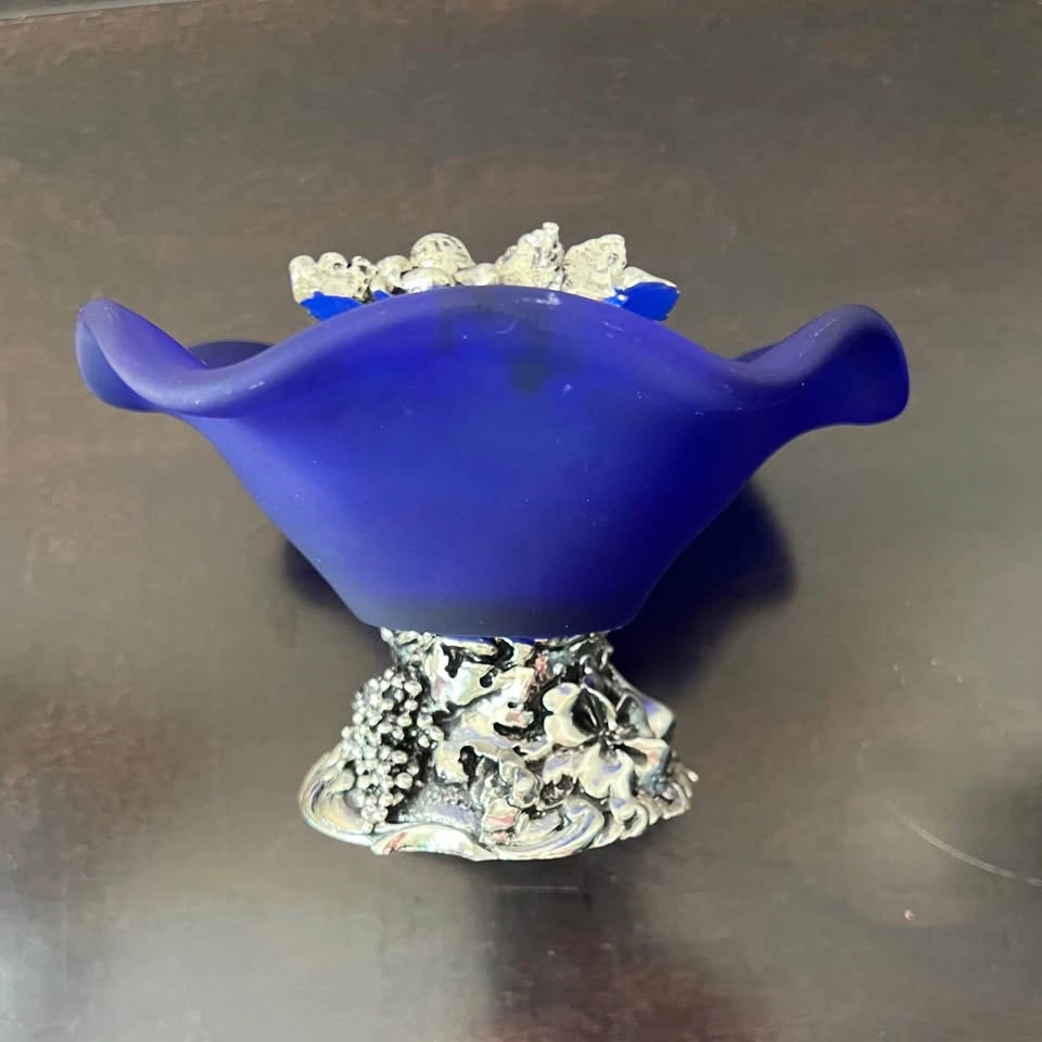 Murano Italy Cobalt Blue Handcrafted Pedestal Candy Dish - photo 4