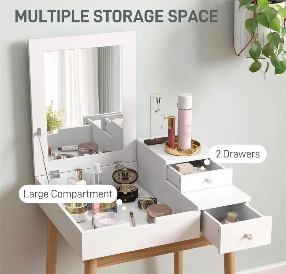2-in-1 Makeup Vanity Table and Desk with Mirror - photo 4