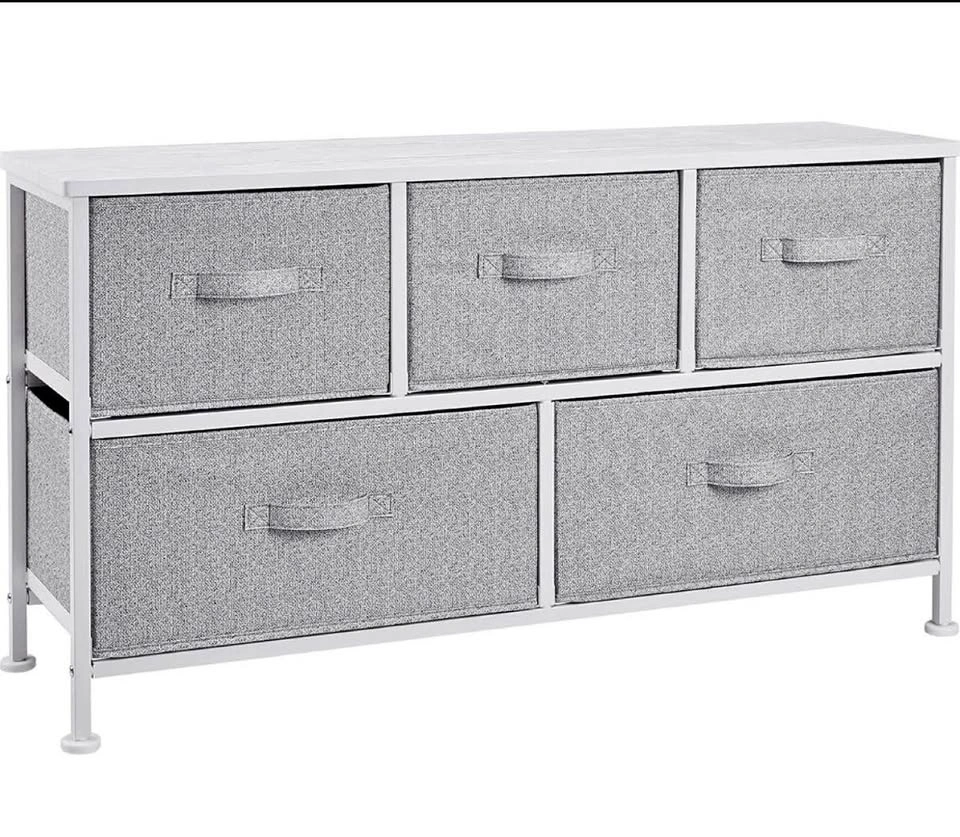 5-Drawer Storage Dresser - White/Grey