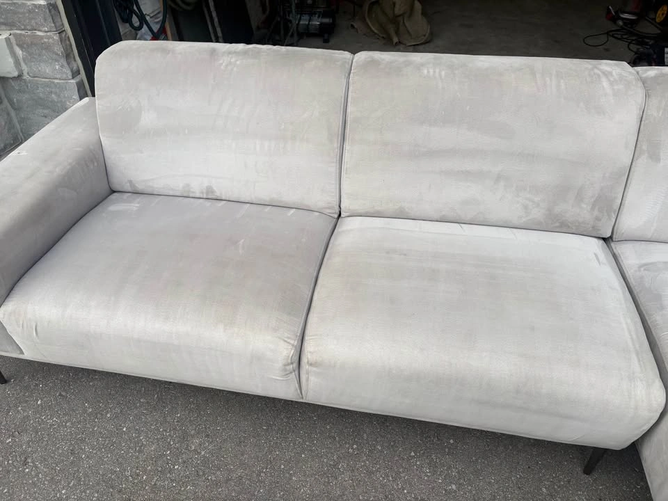 Light Grey Suede Sectional Couch with Chaise - photo 5