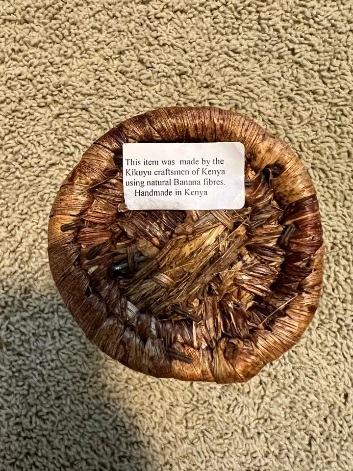 Handmade Kenyan Banana Fiber Baobab Tree Sculptures - Set of 2 - photo 3