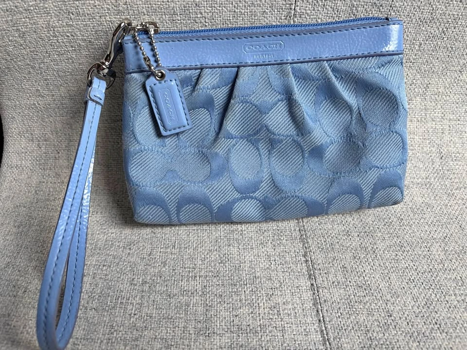 Coach Blue Monogram Wristlet
