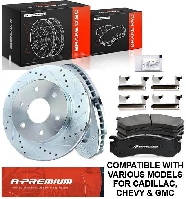 New A-PREMIUM Drilled Slotted Brake Kit for Cadillac Chevy GMC