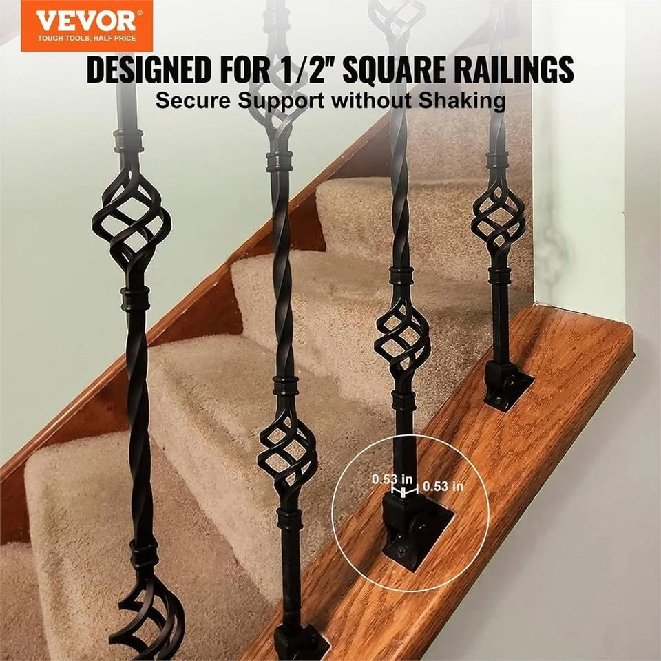 VEVOR Aluminum Alloy Baluster Shoes for 1/2" Square Balusters - photo 2