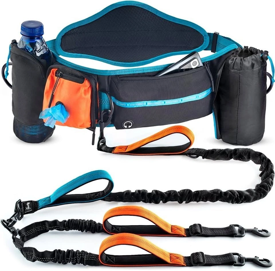 SparklyPets Double Bungee Waist Dog Leash with Back Brace
