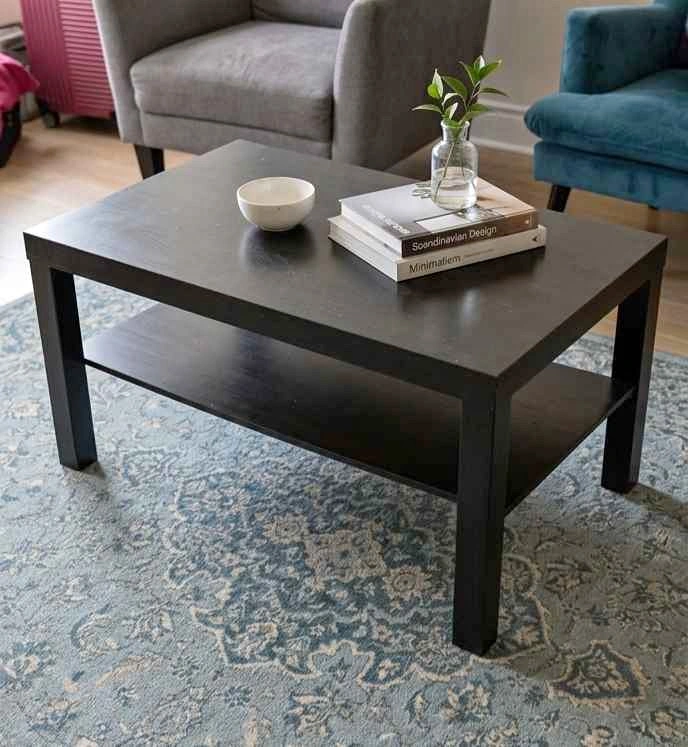Sleek Black-Brown Coffee Table with Storage Shelf