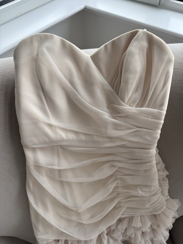 Max and Cleo Champagne Adrianna Cocktail Dress Strapless Ruffled - photo 3