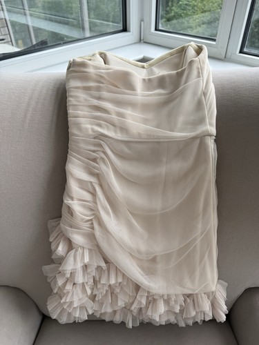 Max and Cleo Champagne Adrianna Cocktail Dress Strapless Ruffled - photo 4