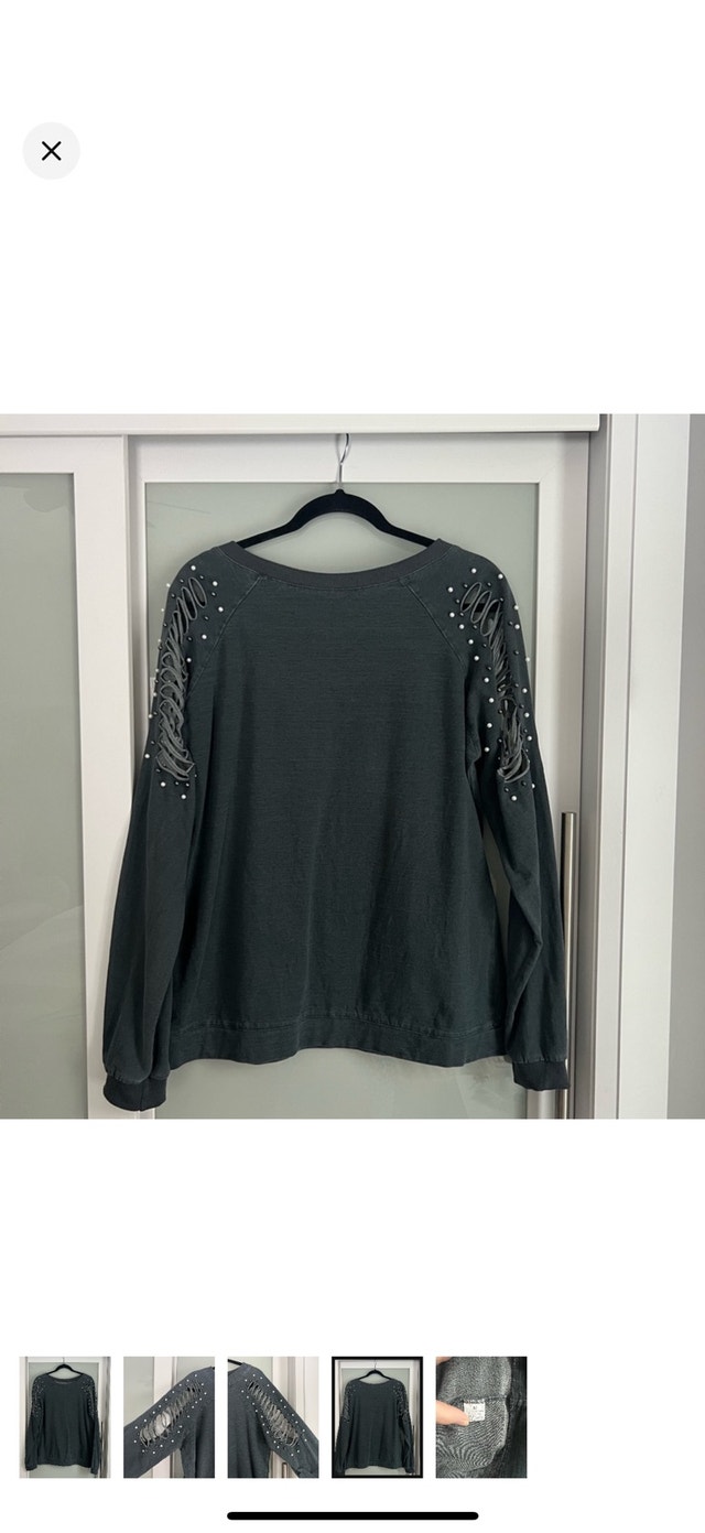Dark Grey Beaded Cutout Sweatshirt - photo 4