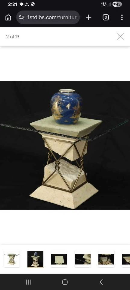 Travertine 5 pcs Stone Wrought Iron Glass Coffee Table Set - photo 2