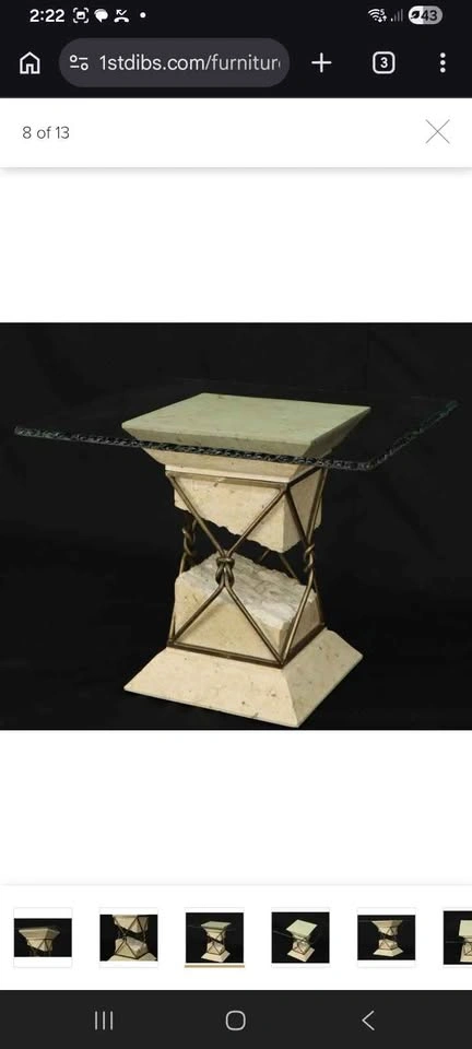Travertine 5 pcs Stone Wrought Iron Glass Coffee Table Set - photo 3