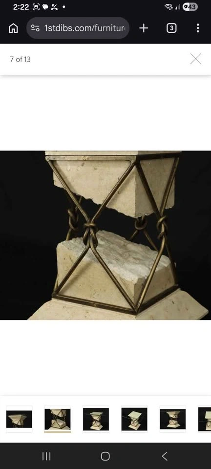 Travertine 5 pcs Stone Wrought Iron Glass Coffee Table Set - photo 4