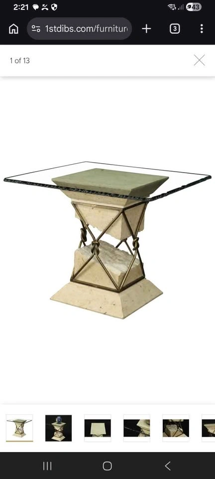 Travertine 5 pcs Stone Wrought Iron Glass Coffee Table Set - photo 5