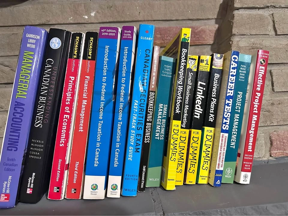 Various books on business, tax and finance