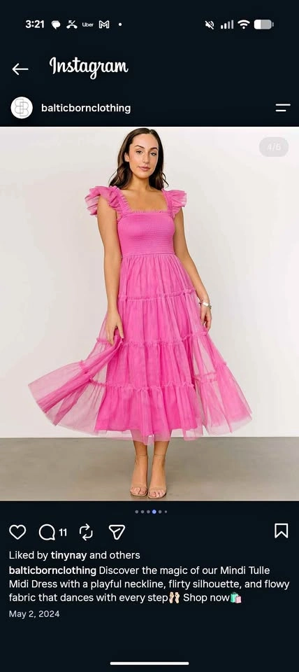 XL Pink Tulle Midi Dress - Baltic Born