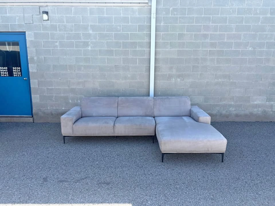 Grey Large Suede Sectional Sofa