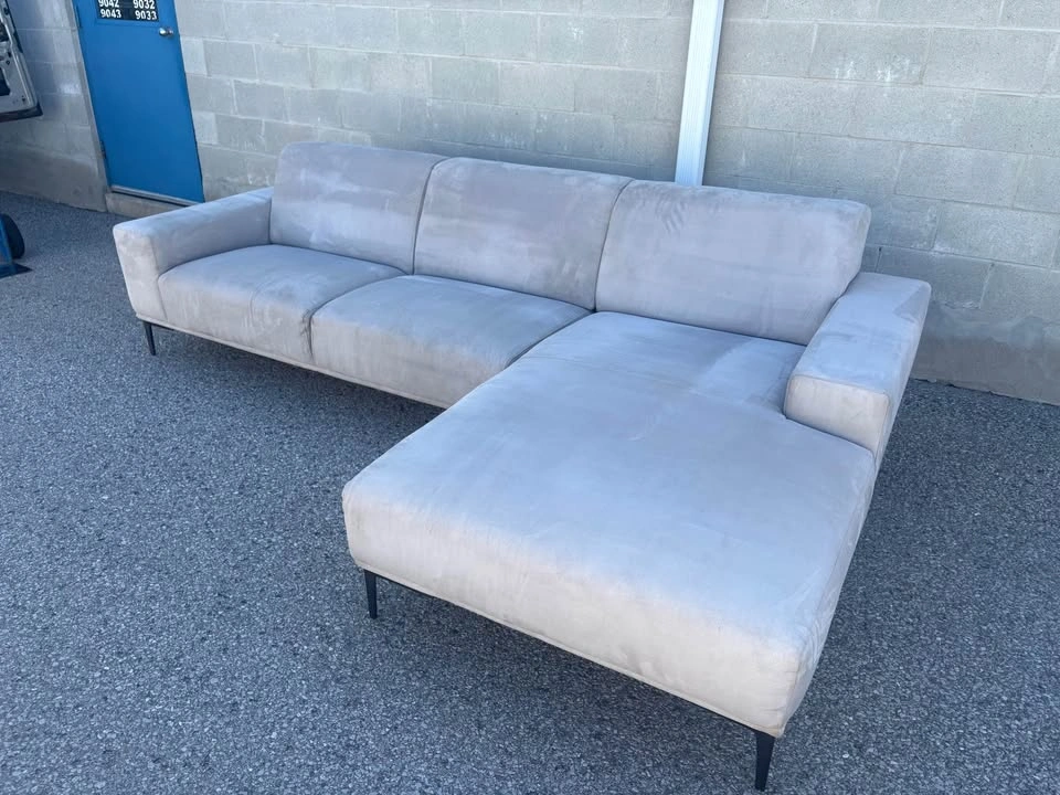 Grey Large Suede Sectional Sofa - photo 3