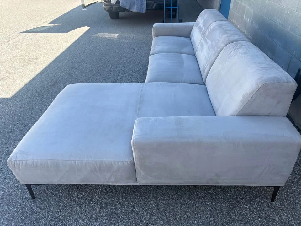 Grey Large Suede Sectional Sofa - photo 4