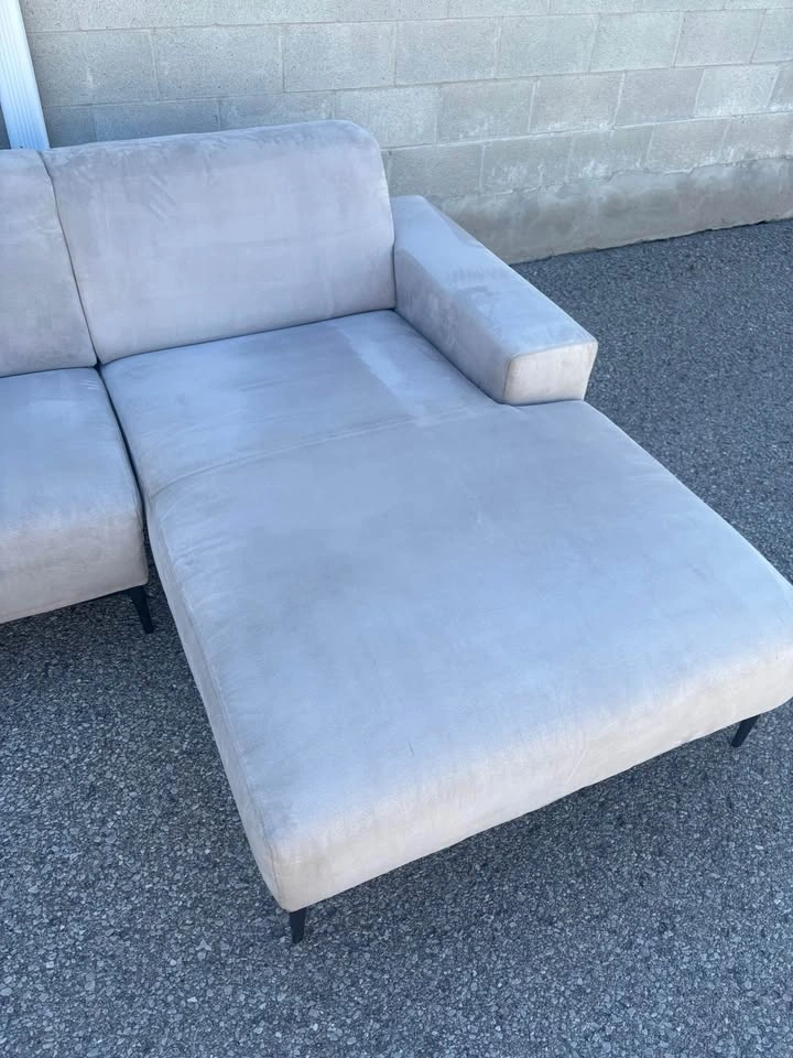 Grey Large Suede Sectional Sofa - photo 5