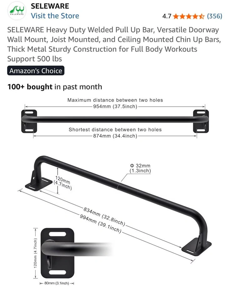 SELEWARE Heavy Duty Welded Pull Up Bar - photo 2