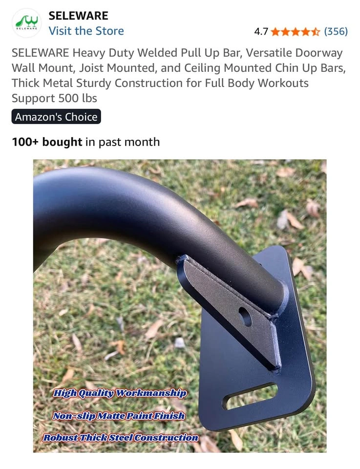 SELEWARE Heavy Duty Welded Pull Up Bar - photo 3