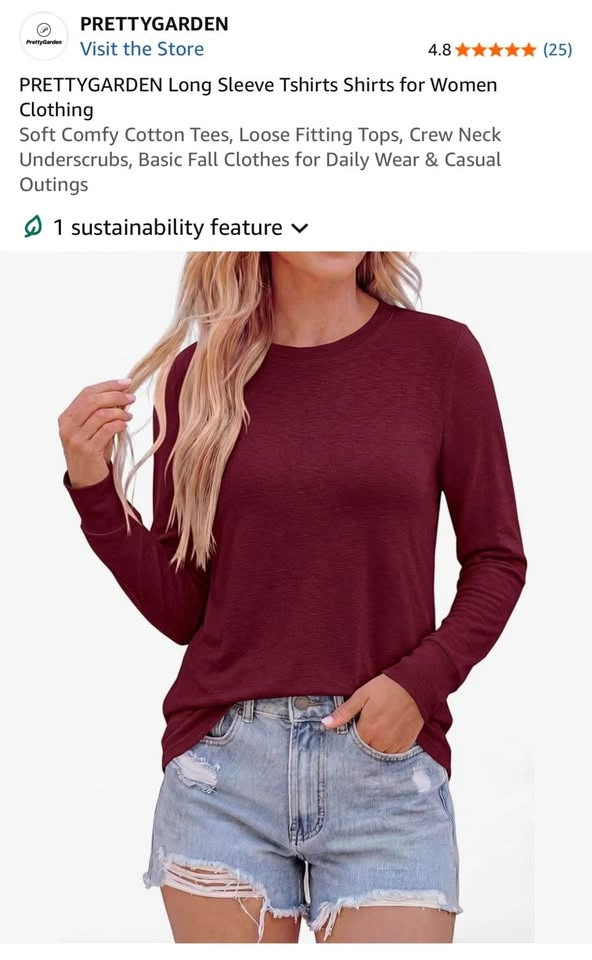 PRETTYGARDEN Long Sleeve Tshirts Shirts for Women - photo 2