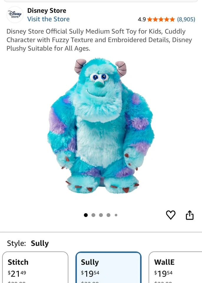 Disney Store Official Sully Medium Soft Toy for Kids - photo 2