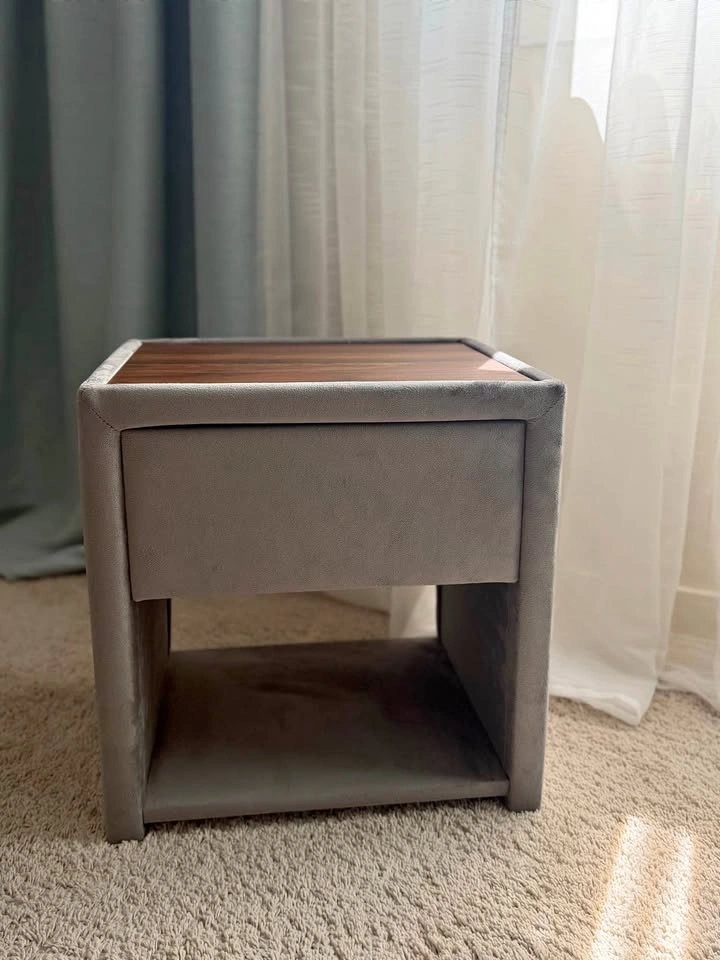 Velvet Upholstered Wood Nightstand