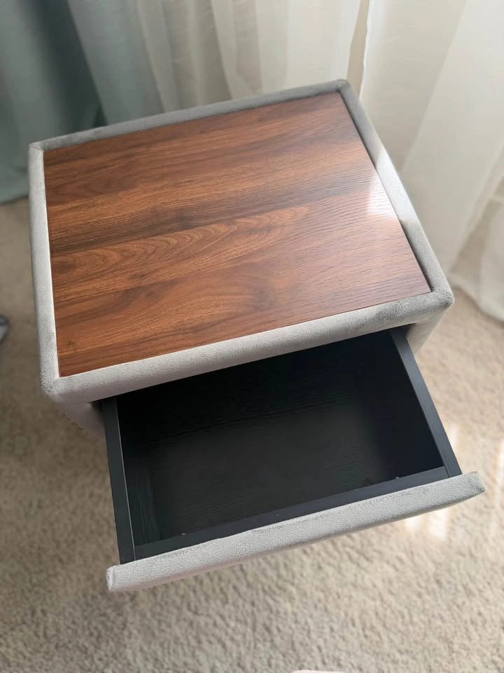 Velvet Upholstered Wood Nightstand - photo 2