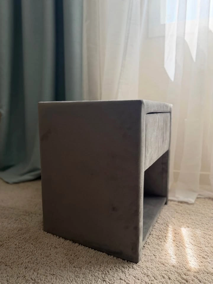 Velvet Upholstered Wood Nightstand - photo 3