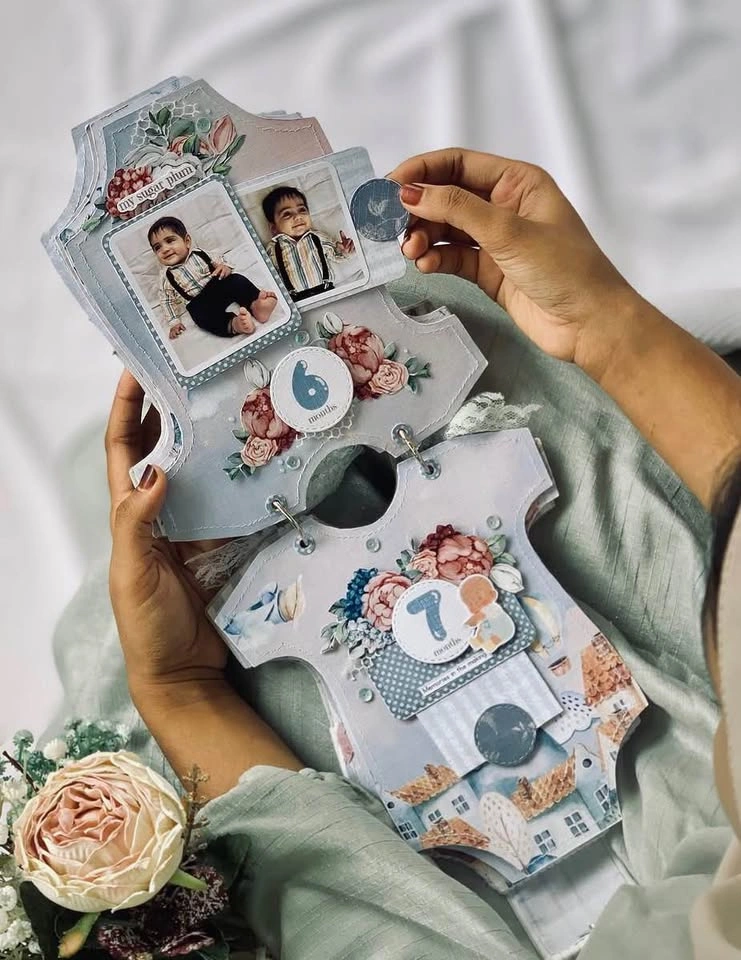 Custom Baby Milestone Album | Personalized Onesie Scrapbook - photo 3