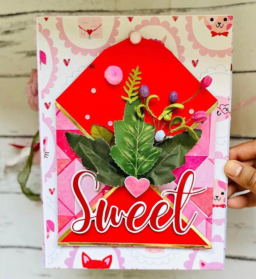 Sweet Love Themed Handmade Scrapbook Album