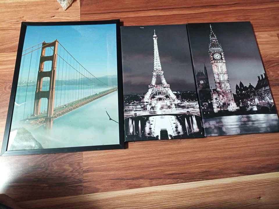 Golden Gate + Paris/London Wall Art Bundle – 3 Pieces - photo 2