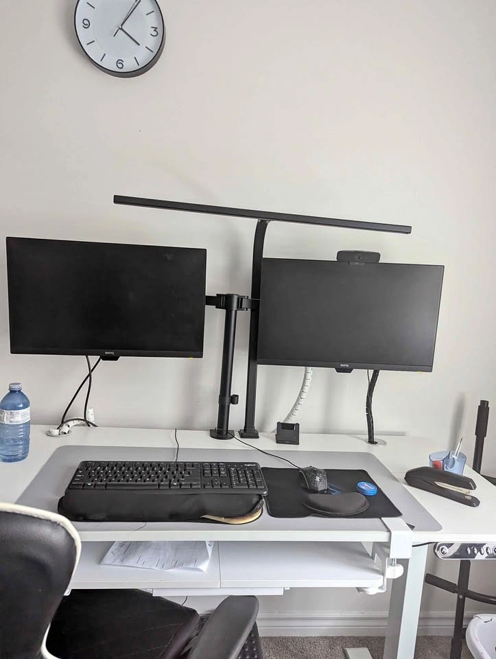 Dual Monitors on Site Stand Desk Motorized